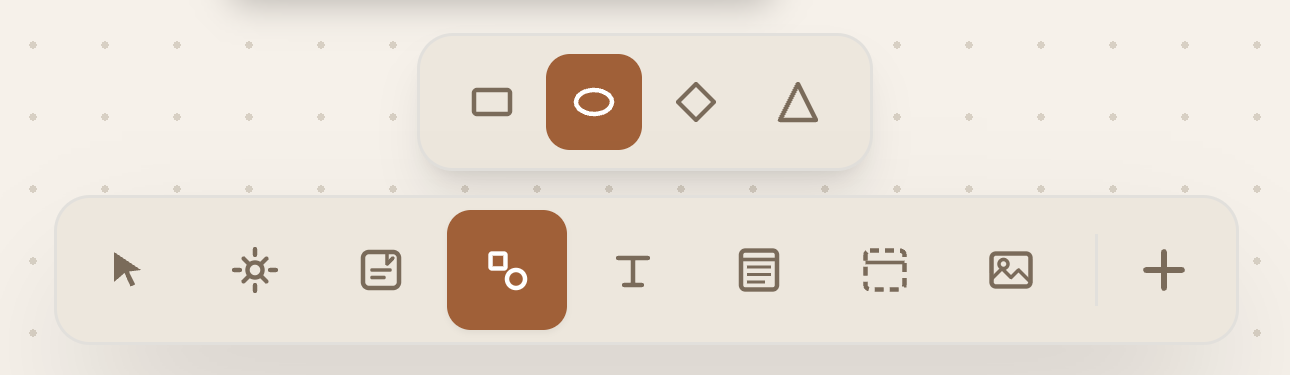 Canvas toolbar with the shape picker open
